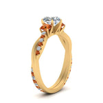 Load image into Gallery viewer, three-stone-twisted-heart-shaped-vine-diamond-ring-with-orange-sapphire-in-yellow-gold-FDENS3301HTRGSAOR-NL-YG.jpg
