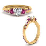Load image into Gallery viewer, three-stone-twisted-heart-shaped-vine-diamond-ring-with-pink-sapphire-in-yellow-gold-FDENS3301HTRGSADRPI-NL-YG.jpg
