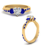 Load image into Gallery viewer, three-stone-twisted-heart-shaped-vine-diamond-ring-with-sapphire-in-yellow-gold-FDENS3301HTRGSABL-NL-YG.jpg
