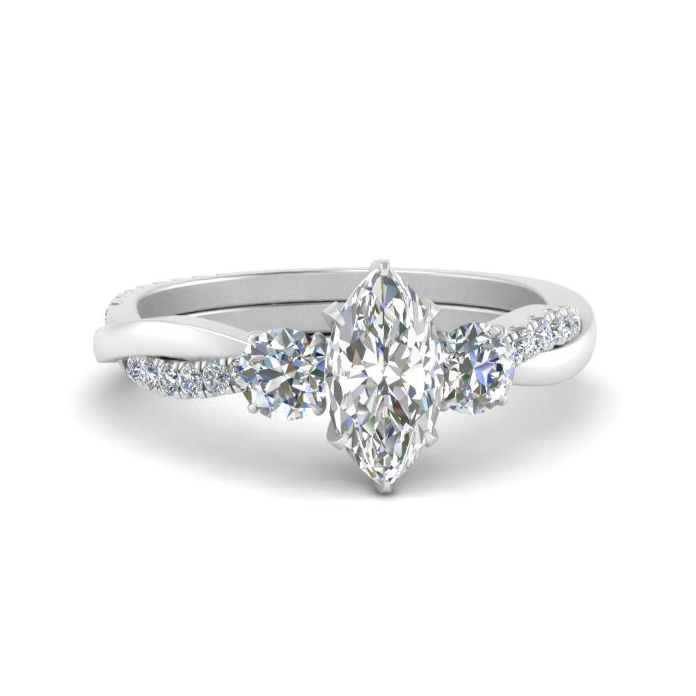 Three Stone Marquise Cut Twisted Vine Ring