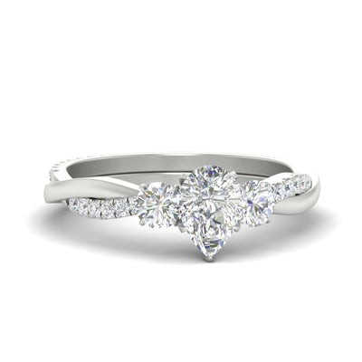Three Stone Pear Shaped Twisted Vine Diamond Ring