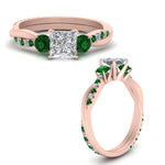 Load image into Gallery viewer, three-stone-twisted-princess-cut-vine-diamond-ring-with-emerald-in-rose-gold-FDENS3301PRRGEMGR-NL-RG.jpg
