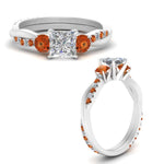 Load image into Gallery viewer, three-stone-twisted-princess-cut-vine-diamond-ring-with-orange-sapphire-in-white-gold-FDENS3301PRRGSAOR-NL-WG.jpg
