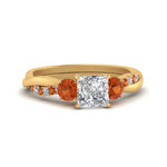 Load image into Gallery viewer, three-stone-twisted-princess-cut-vine-diamond-ring-with-orange-sapphire-in-yellow-gold-FDENS3301PRRGSAOR-NL-YG.jpg
