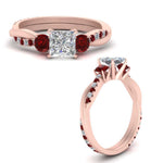 Load image into Gallery viewer, three-stone-twisted-princess-cut-vine-diamond-ring-with-ruby-in-rose-gold-FDENS3301PRRGRUDR-NL-RG.jpg
