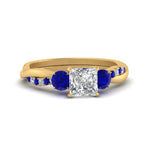 Load image into Gallery viewer, three-stone-twisted-princess-cut-vine-diamond-ring-with-sapphire-in-yellow-gold-FDENS3301PRRGSABL-NL-YG.jpg
