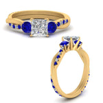 Load image into Gallery viewer, three-stone-twisted-princess-cut-vine-diamond-ring-with-sapphire-in-yellow-gold-FDENS3301PRRGSABL-NL-YG.jpg
