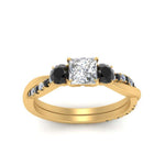 Load image into Gallery viewer, three-stone-twisted-princess-cut-vine-ring-with-black-diamond-in-yellow-gold-FDENS3301PRRGBLACK-NL-YG.jpg
