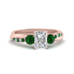 Load image into Gallery viewer, three-stone-twisted-radiant-cut-vine-diamond-ring-with-emerald-in-rose-gold-FDENS3301RARGEMGR-NL-RG.jpg
