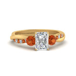 Load image into Gallery viewer, three-stone-twisted-radiant-cut-vine-diamond-ring-with-orange-sapphire-in-yellow-gold-FDENS3301RARGSAOR-NL-YG.jpg
