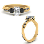 Load image into Gallery viewer, three-stone-twisted-radiant-cut-vine-ring-with-black-diamond-in-yellow-gold-FDENS3301RARGBLACK-NL-YG.jpg
