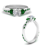 Load image into Gallery viewer, three-stone-twisted-round-cut-vine-diamond-ring-with-emerald-in-white-gold-FDENS3301RORGEMGR-NL-WG.jpg