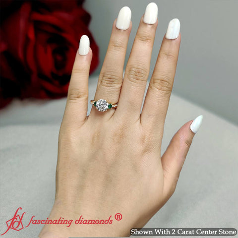 Three Stone Lab Grown Round Cut Twisted Vine Ring