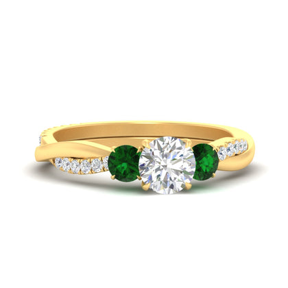 Three Stone Lab Grown Round Cut Twisted Vine Ring
