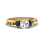 Load image into Gallery viewer, three-stone-twisted-round-cut-vine-ring-with-black-diamond-in-yellow-gold-FDENS3301RORGBLACK-NL-YG.jpg