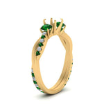 Load image into Gallery viewer, three-stone-twisted-semi-mount-vine-diamond-ring-with-emerald-in-yellow-gold-FDENS3301SMRGEMGR-NL-YG.jpg
