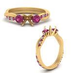 Load image into Gallery viewer, three-stone-twisted-semi-mount-vine-diamond-ring-with-pink-sapphire-in-yellow-gold-FDENS3301SMRGSADRPI-NL-YG.jpg
