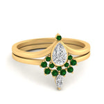 Load image into Gallery viewer, tiara-pear-bezel-emerald-wedding-ring-set-in-yellow-gold-FD1046PEGEMGR-NL-YG_ae495f46-7786-43be-98ed-de65ee39a587?v=1761911441