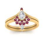 Load image into Gallery viewer, tiara-pear-bezel-pink-sapphire-wedding-ring-set-in-yellow-gold-FD1046PEGSADRPIANGLE5-NL-YG_9a825a41-e81e-4d78-9eaa-3c992faca44b?v=1761911441