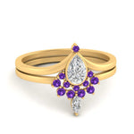 Load image into Gallery viewer, tiara-pear-bezel-purple-topaz-wedding-ring-set-in-yellow-gold-FD1046PEGVITO-NL-YG_acda4f14-c66e-42df-ab2f-6f15b5429309?v=1761911441