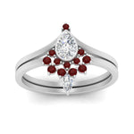 Load image into Gallery viewer, tiara-pear-bezel-ruby-wedding-ring-set-in-white-gold-FD1046PEGRUDRANGLE5-NL-WG_6e63bcdc-4ace-4cb4-b664-9e18e6425680?v=1761911441