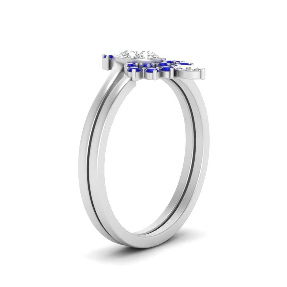Tiara Pear Bezel Wedding Ring Set
