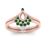 Load image into Gallery viewer, tiara-semi-mount-bezel-emerald-wedding-ring-set-in-rose-gold-FD1046SMGEMGRANGLE5-NL-RG?v=1757575017