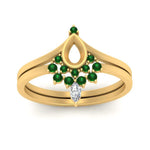 Load image into Gallery viewer, tiara-semi-mount-bezel-emerald-wedding-ring-set-in-yellow-gold-FD1046SMGEMGRANGLE5-NL-YG?v=1757575017