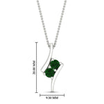 Load image into Gallery viewer, together-forever-emerald-two-stone-bypass-pendant-in-FDPD11485GEMGRANGLE1-NL-WG
