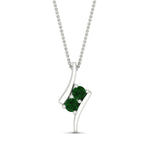 Load image into Gallery viewer, together-forever-emerald-two-stone-bypass-pendant-in-FDPD11485GEMGRANGLE1-NL-WG
