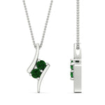 Load image into Gallery viewer, together-forever-emerald-two-stone-bypass-pendant-in-FDPD11485GEMGRANGLE1-NL-WG
