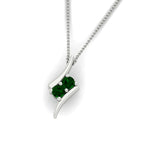 Load image into Gallery viewer, together-forever-emerald-two-stone-bypass-pendant-in-FDPD11485GEMGRANGLE1-NL-WG
