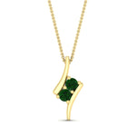 Load image into Gallery viewer, together-forever-emerald-two-stone-bypass-pendant-in-FDPD11485GEMGRANGLE1-NL-YG
