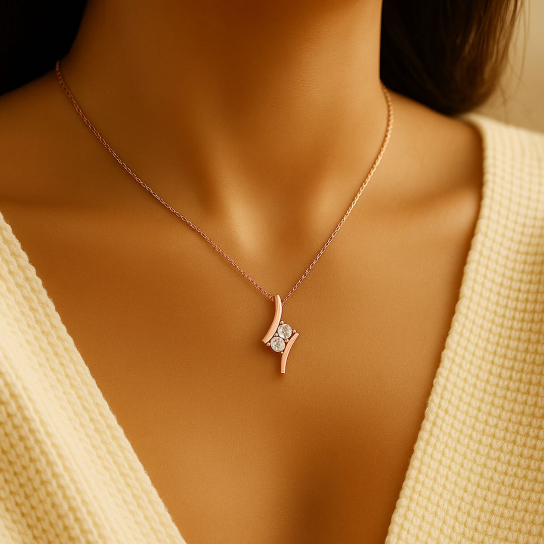 Together Forever Two Stone Bypass Pendant
