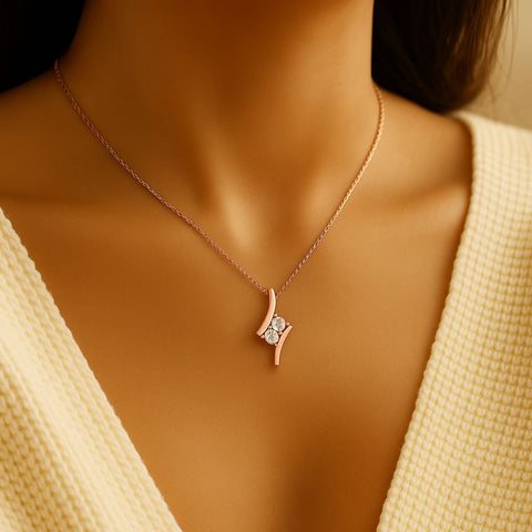 Together Forever Two Stone Bypass Pendant