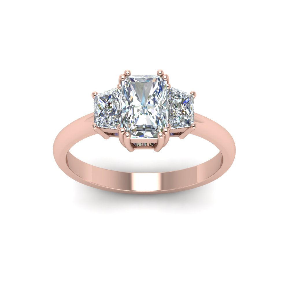 3 Stone Trapezoid Engagement Ring