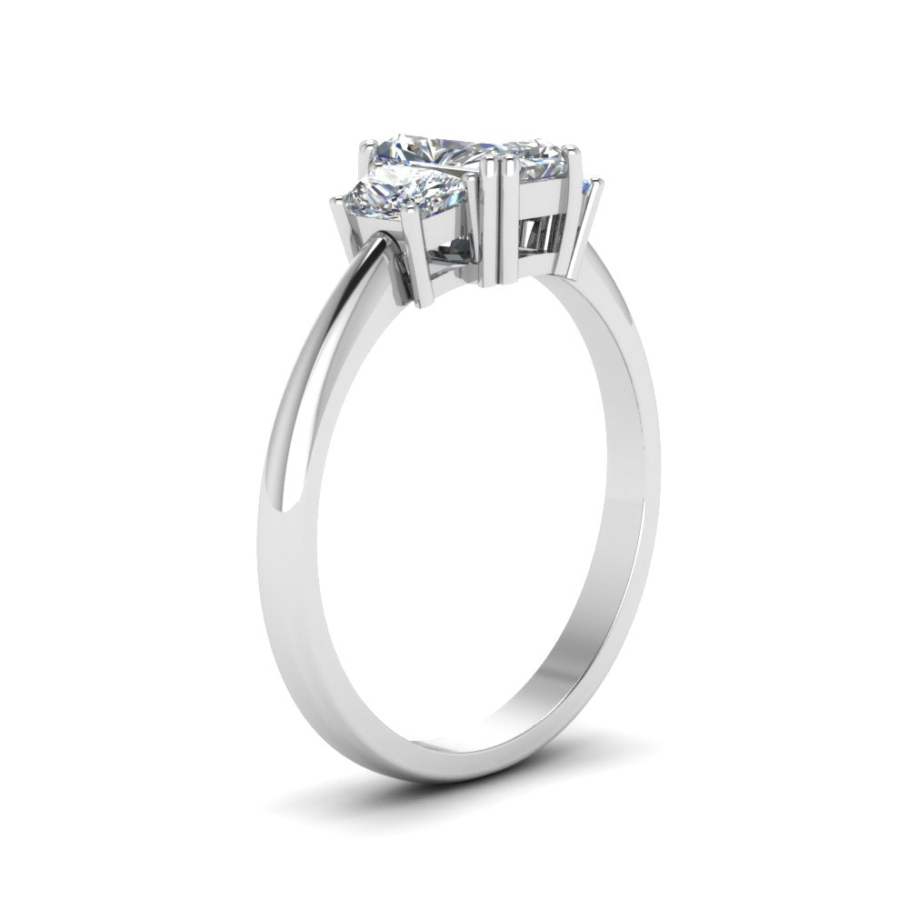 3 Stone Trapezoid Engagement Ring