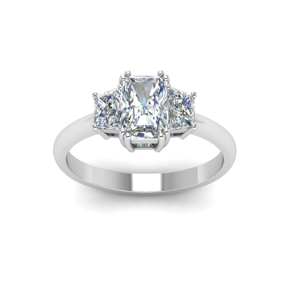 3 Stone Trapezoid Engagement Ring