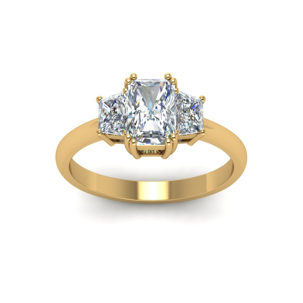 3 Stone Trapezoid Engagement Ring