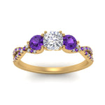 Load image into Gallery viewer, trellis-twisted-3-stone-cushion-cut-diamond-ring-violet-topaz-in-yellow-gold-FD123699CURGVITOANGLE5-NL-YG?v=1756181617
