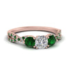 Load image into Gallery viewer, trellis-twisted-3-stone-cushion-cut-diamond-ring-with-emerald-in-rose-gold-FD123699CURGEMGR-NL-RG?v=1756181617