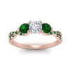 Load image into Gallery viewer, trellis-twisted-3-stone-cushion-cut-diamond-ring-with-emerald-in-rose-gold-FD123699CURGEMGRANGLE5-NL-RG?v=1756181619