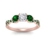 Load image into Gallery viewer, trellis-twisted-3-stone-cushion-cut-diamond-ring-with-emerald-in-rose-gold-FD123699CURGEMGRANGLE5-NL-RG?v=1756181619
