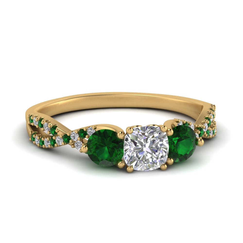 trellis-twisted-3-stone-cushion-cut-diamond-ring-with-emerald-in-yellow-gold-FD123699CURGEMGR-NL-YG?v=1756181617