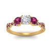 Load image into Gallery viewer, trellis-twisted-3-stone-cushion-cut-diamond-ring-with-pink-sapphire-in-yellow-gold-FD123699CURGSADRPIANGLE5-NL-YG?v=1756181617