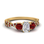 Load image into Gallery viewer, trellis-twisted-3-stone-emerald-cut-diamond-ring-with-ruby-in-yellow-gold-FD123699EMRGRUDR-NL-YG?v=1756181638
