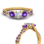 Load image into Gallery viewer, trellis-twisted-3-stone-heart-shaped-diamond-ring-violet-topaz-in-yellow-gold-FD123699HTRGVITOANGLE3-NL-YG?v=1756181662
