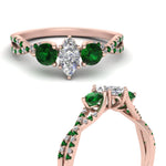 Load image into Gallery viewer, trellis-twisted-3-stone-marquise-cut-diamond-ring-with-emerald-in-rose-gold-FD123699MQRGEMGRANGLE3-NL-RG_4b7be9bc-f234-4fea-817e-0ecfdd116382?v=1756181863
