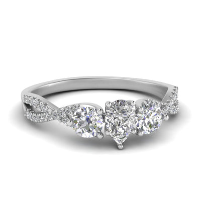 Pear Shaped Trellis Twisted 3 Stone Diamond Ring