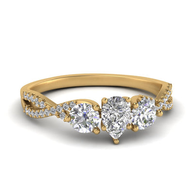 Pear Shaped Trellis Twisted 3 Stone Diamond Ring